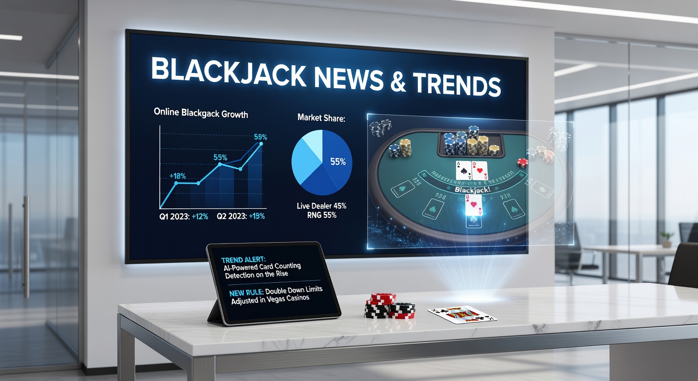 Digital rendering of an AI virtual dealer hosting a blackjack game at a vibrant online casino table, showcasing futuristic tech integration in gaming