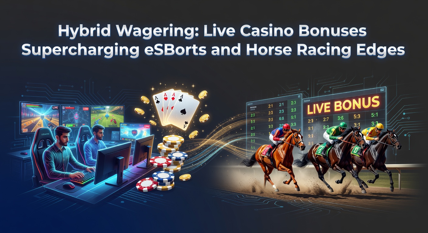 Dynamic scene of a live casino dealer interacting with digital overlays of eSports matches and horse racing tracks, illustrating hybrid wagering integration