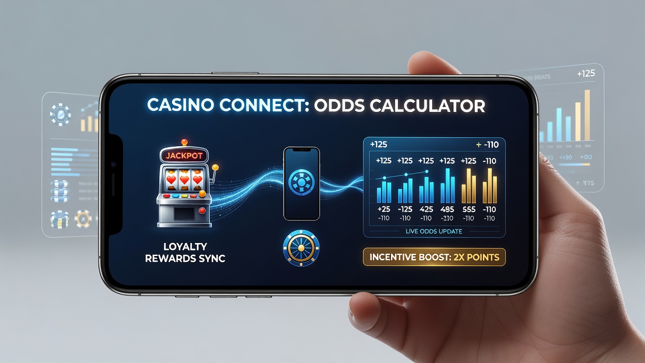 Smartphone screen displaying integrated casino incentives and competitive gaming odds calculation interface