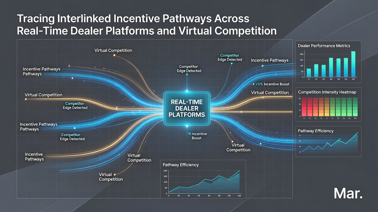 Network diagram illustrating incentive data flows between dealer platforms and virtual markets on mobile devices